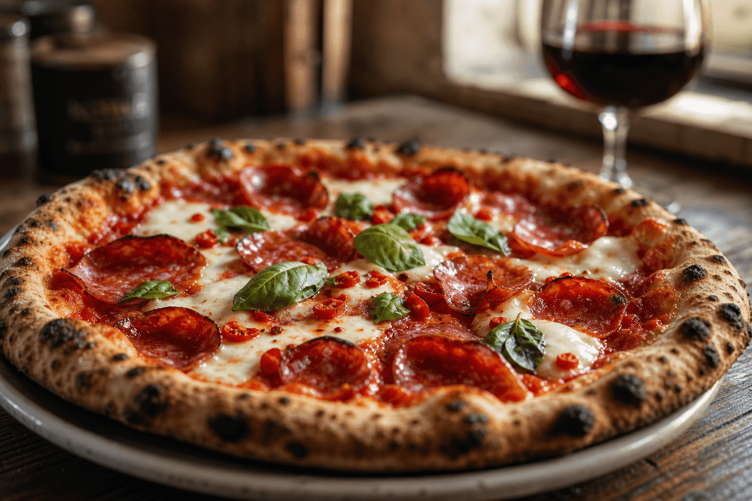 Diavola pizza with spicy salami